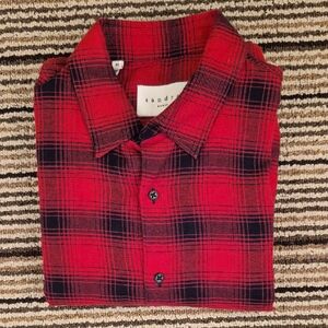 Sanders Men's Red Plaid Casual Button Down Shirt